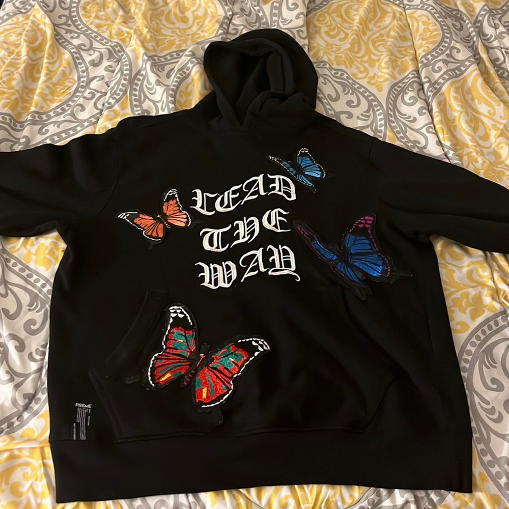 Black hoodie embroidered logos size xl